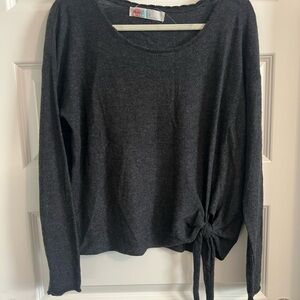 Charcoal Knit Sweatshirt with Side Tie